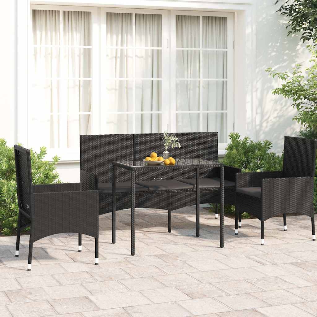 Set Mobilier De Grădină Cu Perne, 4 Piese, , Poliratan