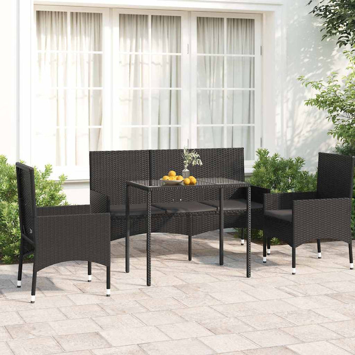 Set Mobilier De Grădină Cu Perne, 4 Piese, , Poliratan