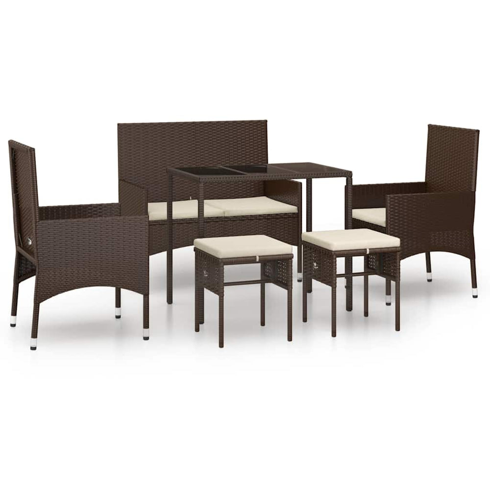 Set Mobilier De Grădină Cu Perne, 6 Piese, , Poliratan
