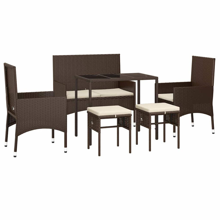 Set Mobilier De Grădină Cu Perne, 6 Piese, , Poliratan