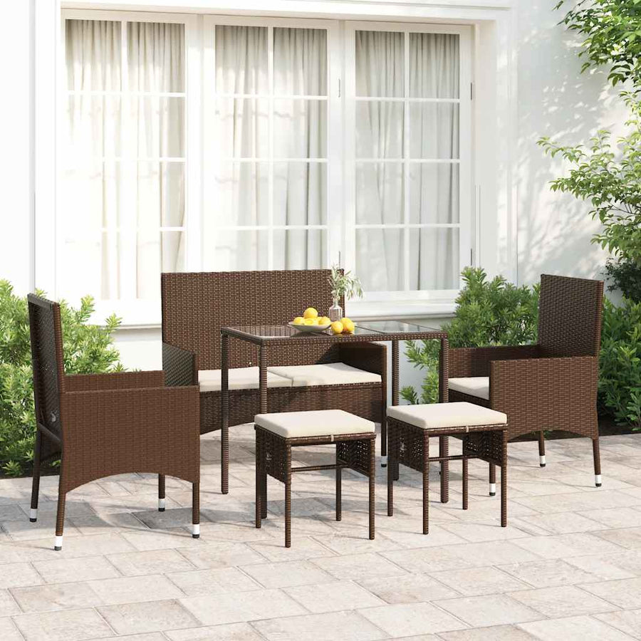 Set Mobilier De Grădină Cu Perne, 6 Piese, , Poliratan