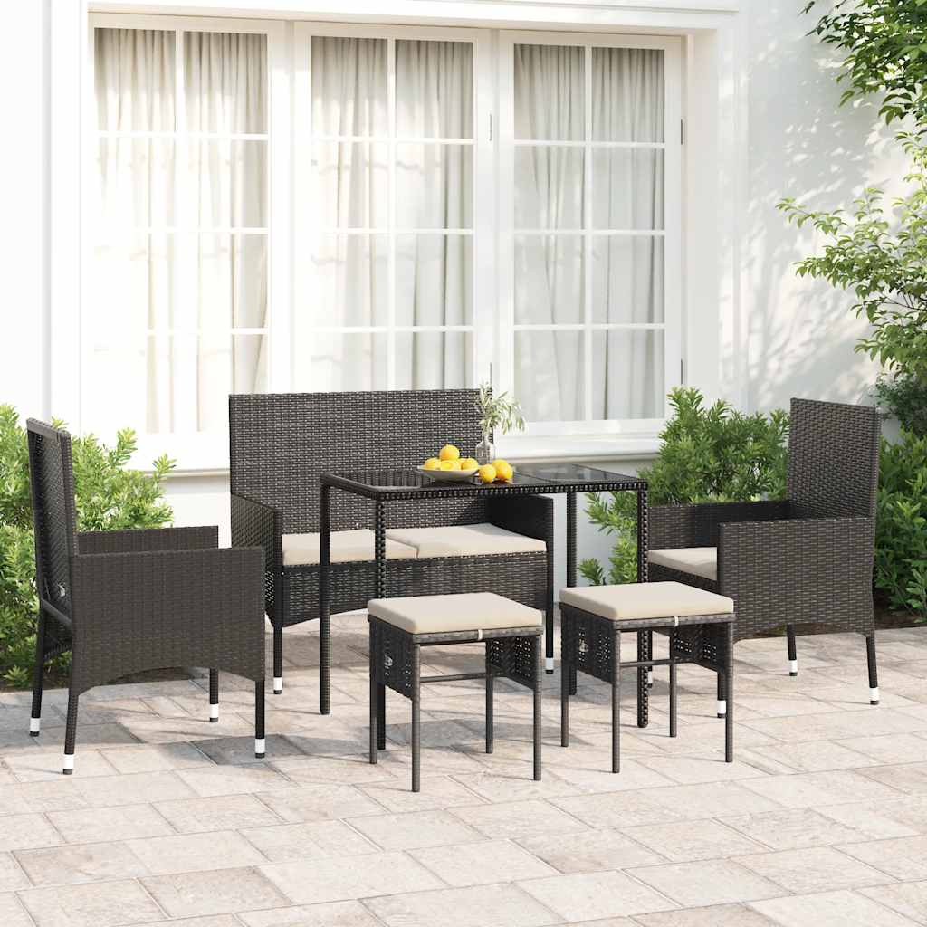 Set Mobilier De Grădină Cu Perne, 6 Piese, , Poliratan