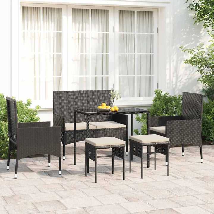 Set Mobilier De Grădină Cu Perne, 6 Piese, , Poliratan