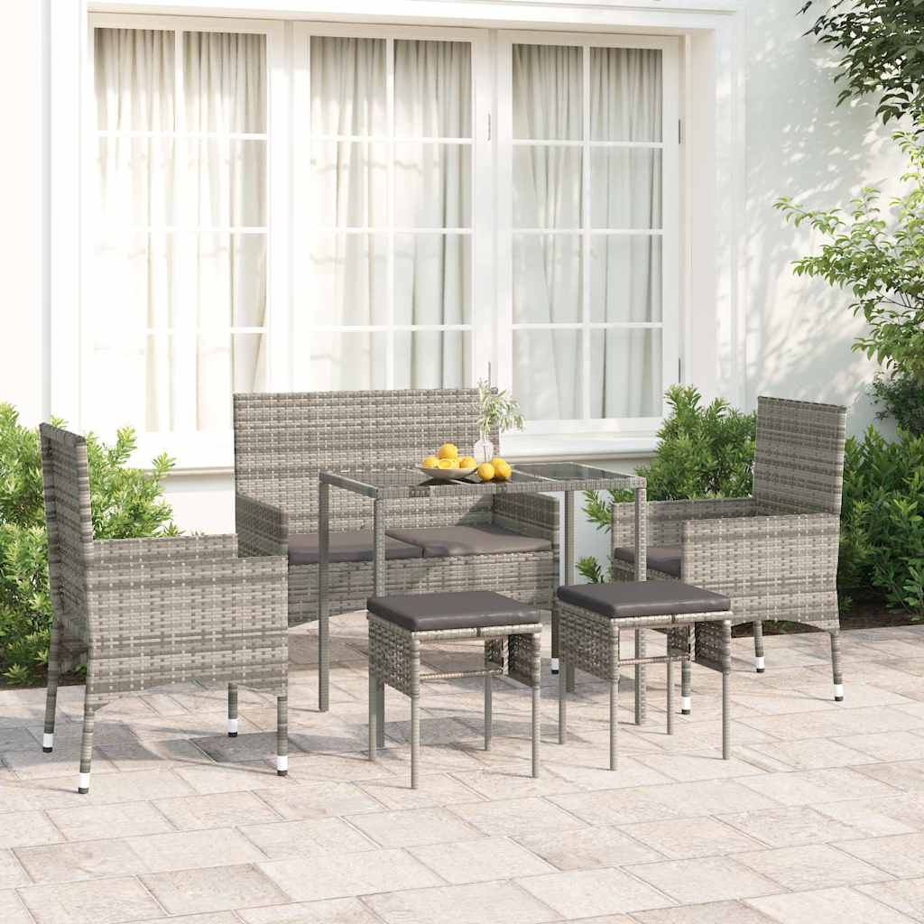 Set Mobilier De Grădină Cu Perne, 6 Piese, , Poliratan