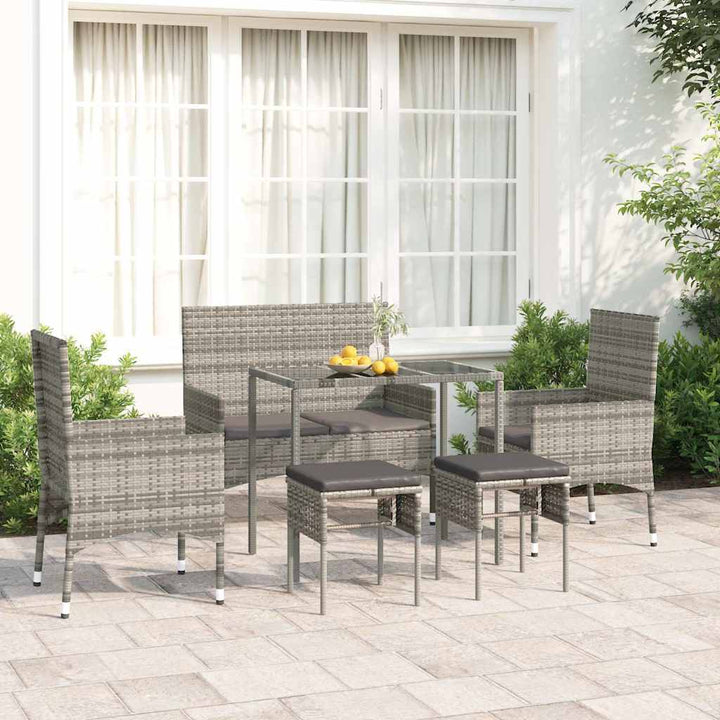 Set Mobilier De Grădină Cu Perne, 6 Piese, , Poliratan
