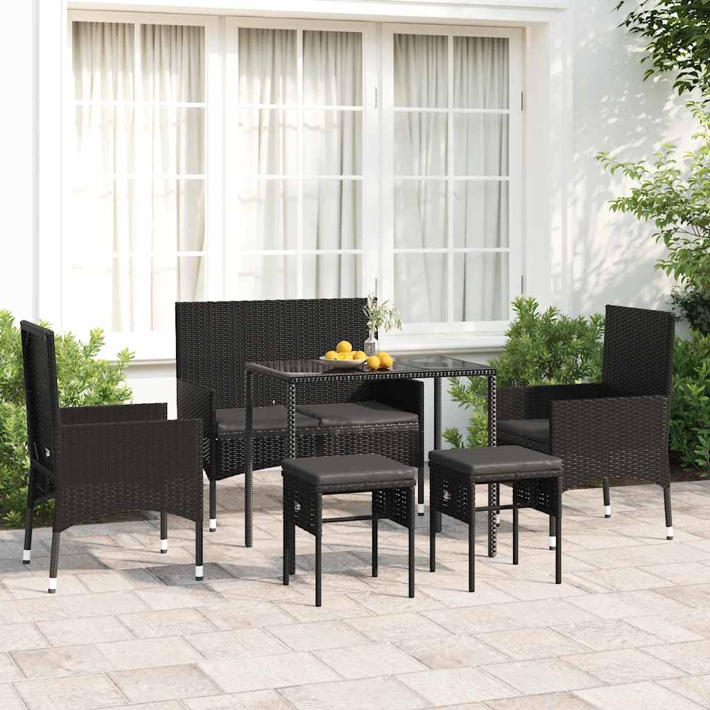 Set Mobilier De Grădină Cu Perne, 6 Piese, , Poliratan