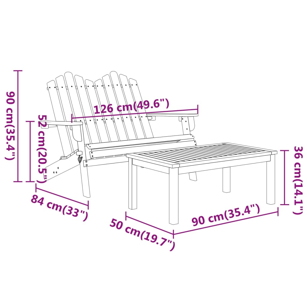 Set Mobilier De Grădină Adirondack, 4 Piese, Lemn Masiv Acacia