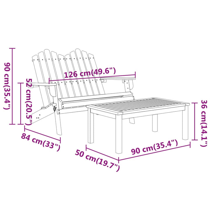 Set Mobilier De Grădină Adirondack, 4 Piese, Lemn Masiv Acacia
