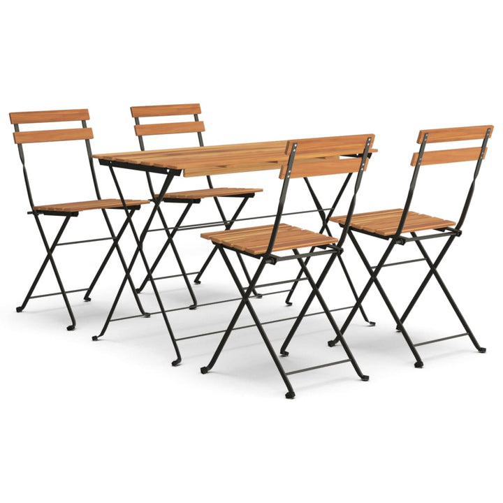 Set De Bistro Pliabil, 5 Piese, Lemn Masiv De Acacia Și Oțel