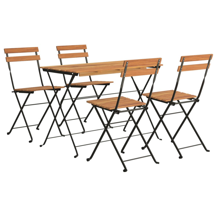 Set De Bistro Pliabil, 5 Piese, Lemn Masiv De Acacia Și Oțel