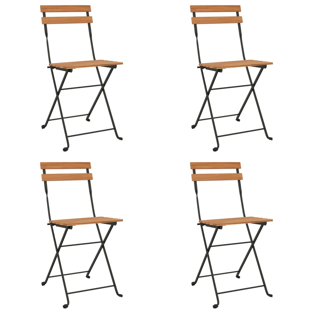Set De Bistro Pliabil, 5 Piese, Lemn Masiv De Acacia Și Oțel