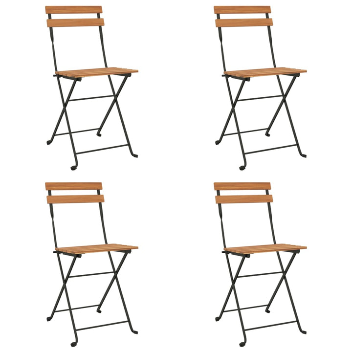 Set De Bistro Pliabil, 5 Piese, Lemn Masiv De Acacia Și Oțel