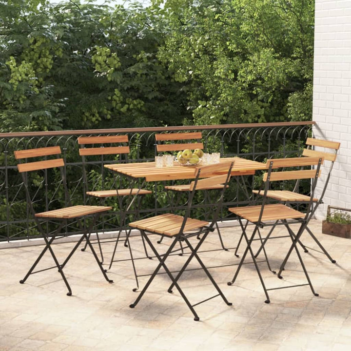 Set De Bistro Pliabil, 5 Piese, Lemn Masiv De Acacia Și Oțel