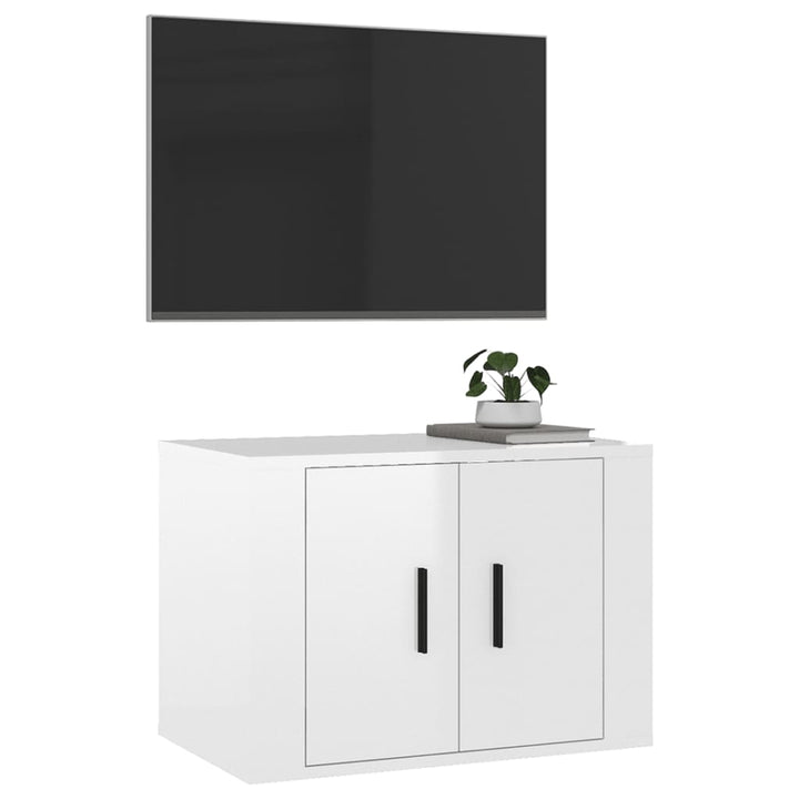 Dulap Tv Montat Pe Perete, Alb Extralucios, 57X34,5X Alb Foarte Lucios