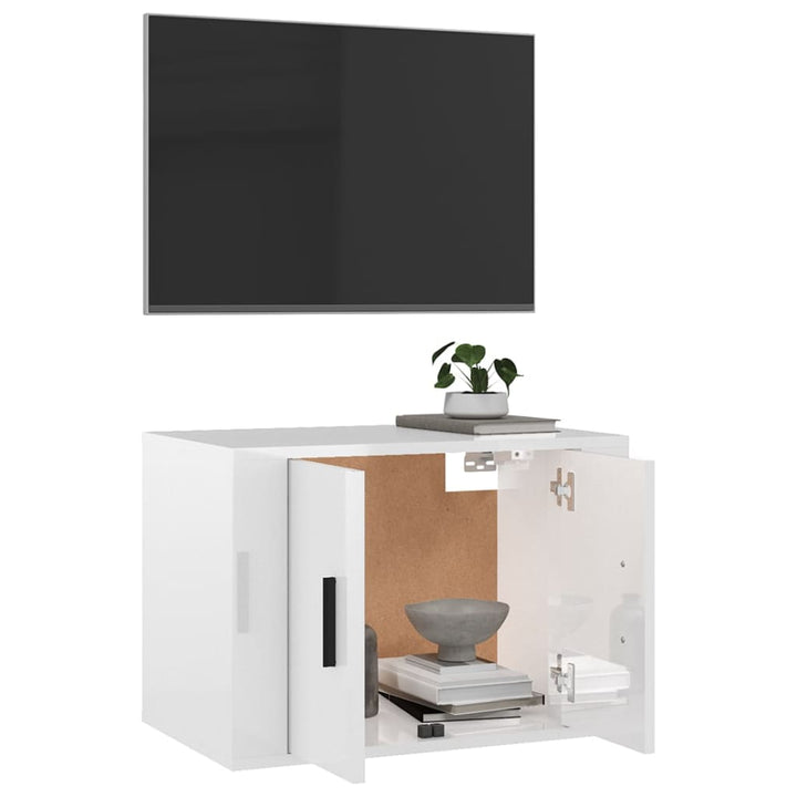 Dulap Tv Montat Pe Perete, Alb Extralucios, 57X34,5X Alb Foarte Lucios