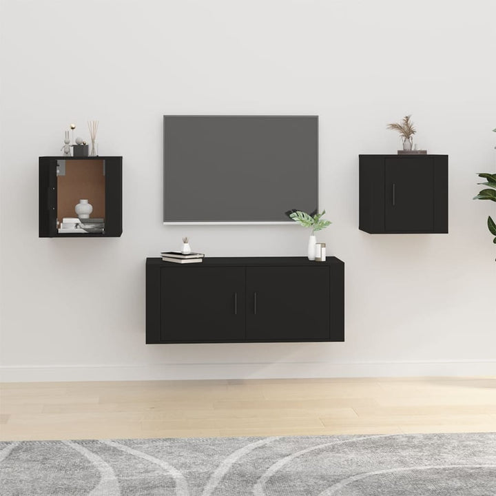 Dulapuri Tv Montate Pe Perete, 2 Buc., , 40X34,5X Negru