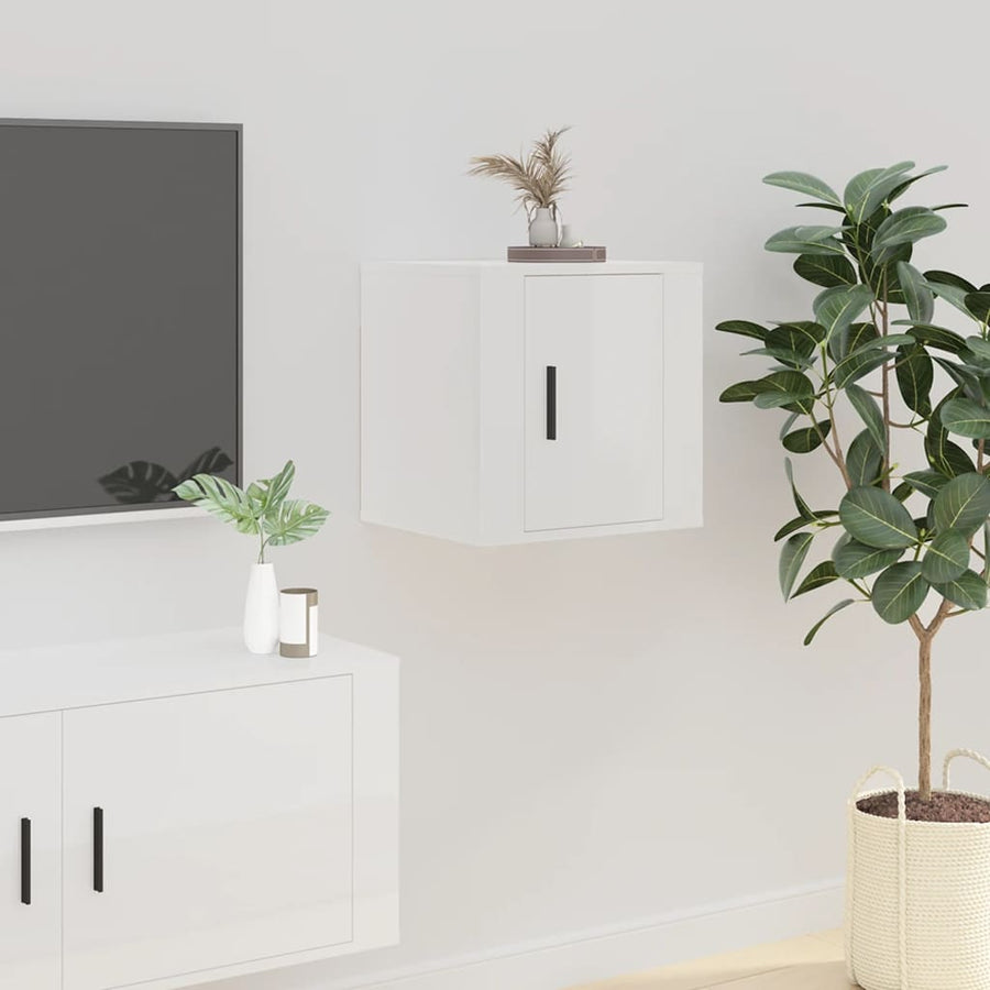 Dulap Tv Montat Pe Perete, Alb Extralucios, 40X34,5X Alb Foarte Lucios