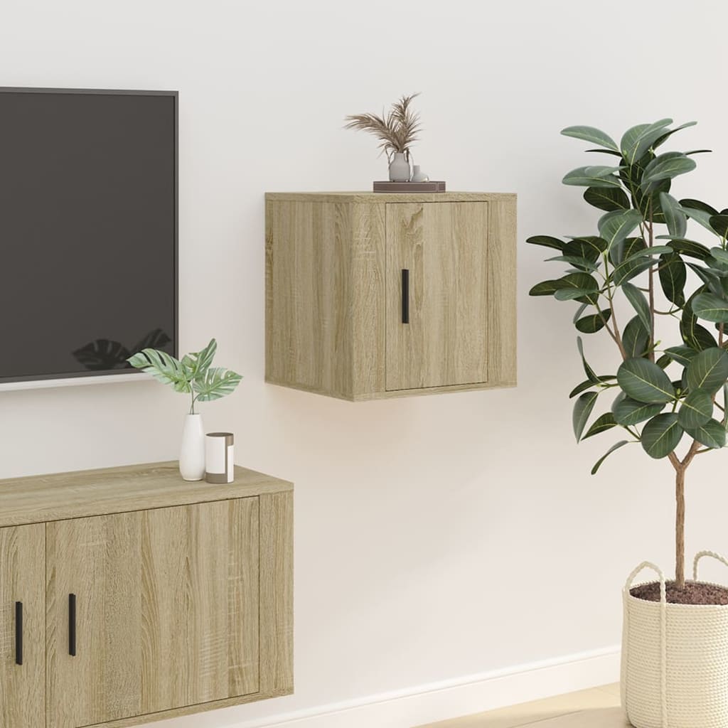 Dulapuri Tv Montate Pe Perete 2 Buc 40X34,5X Stejar Sonoma