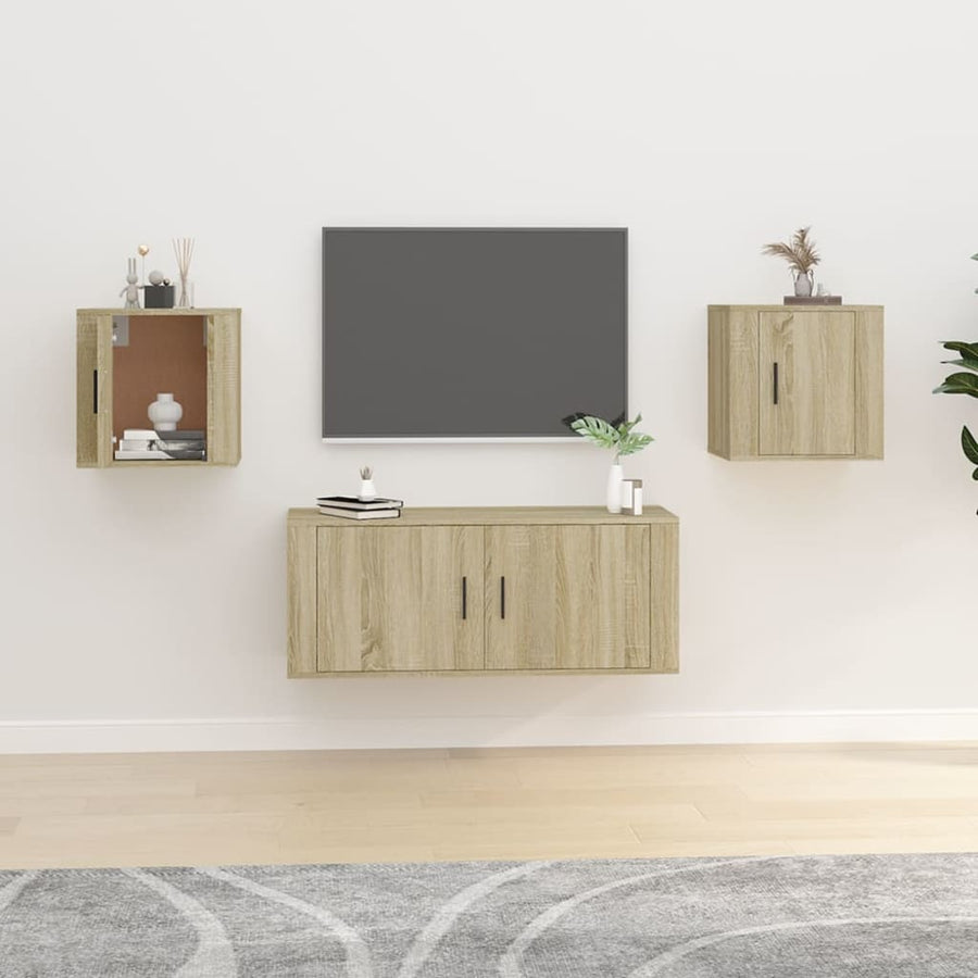 Dulapuri Tv Montate Pe Perete 2 Buc 40X34,5X Stejar Sonoma