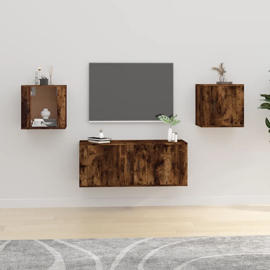 Dulapuri Tv Montate Pe Perete 2 Buc Stejar Fumuriu 40X34,5X40Cm Stejar Afumat
