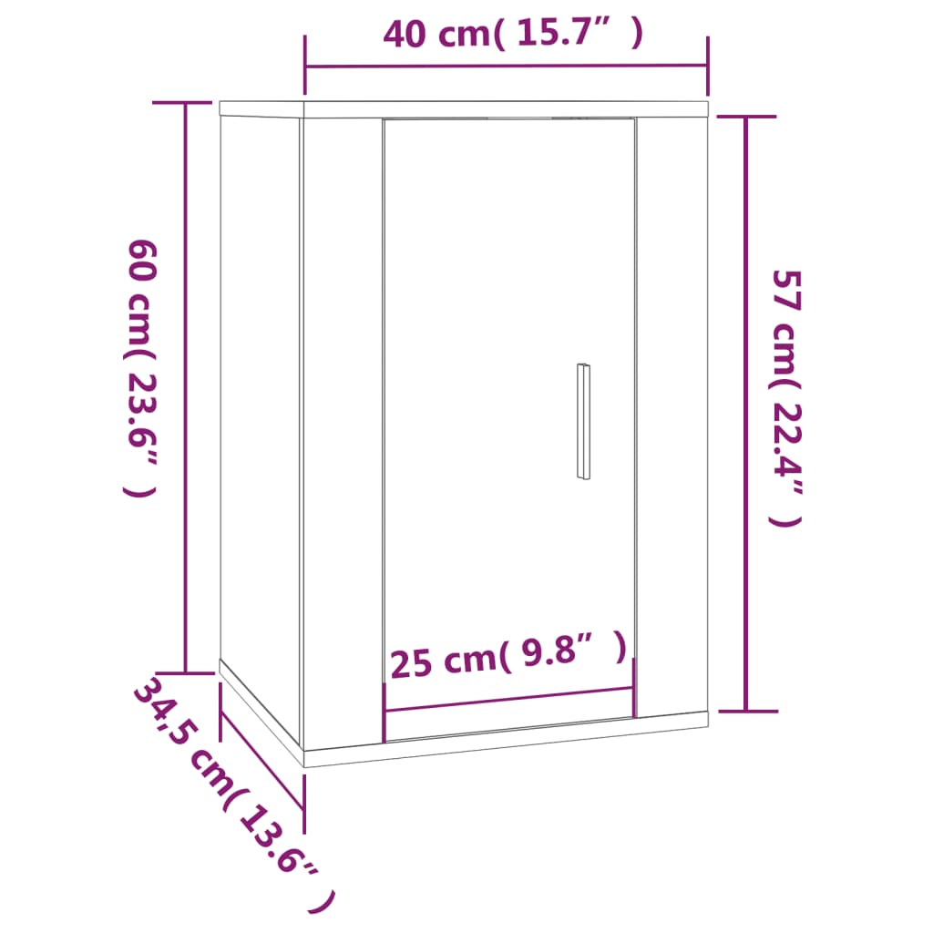 Dulapuri Tv Montate Pe Perete 2 Buc 40X34,5X Stejar Sonoma