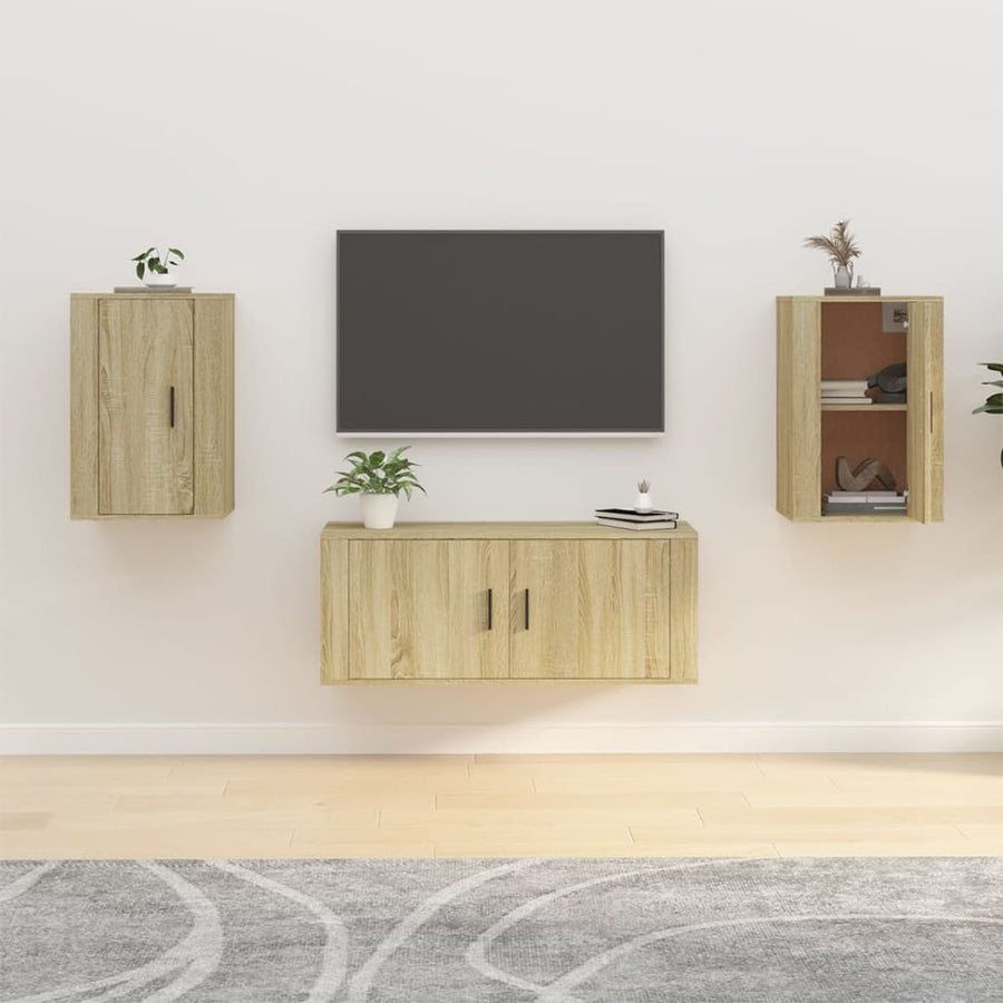 Dulapuri Tv Montate Pe Perete 2 Buc 40X34,5X Stejar Sonoma