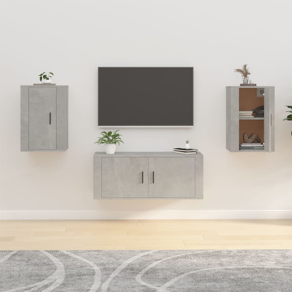 Dulapuri Tv Montate Pe Perete, 2 Buc., , 40X34,5X Gri Beton