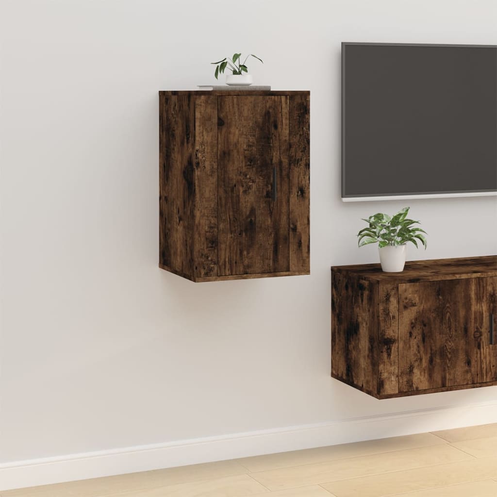Dulapuri Tv Montaj Pe Perete 2 Buc Stejar Fumuriu 40X34,5X Stejar Afumat