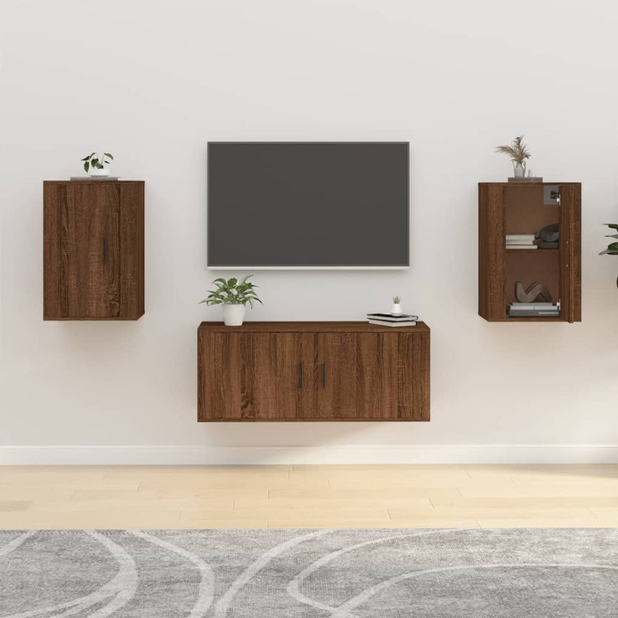 Dulapuri Tv Montate Pe Perete 2 Buc. Stejar Maro 40X34,5X Stejar Brun