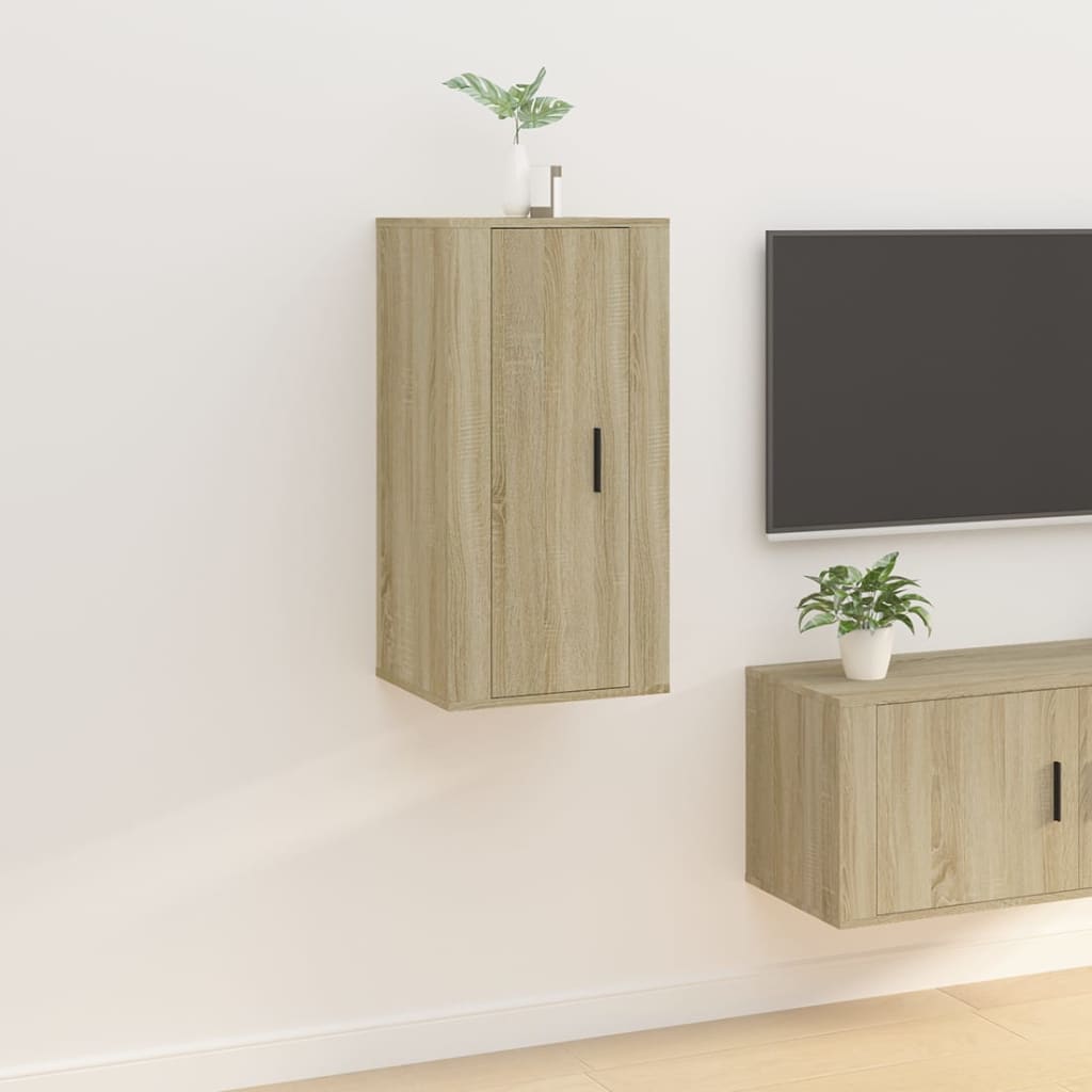 Dulapuri Tv Montate Pe Perete 2 Buc 40X34,5X Stejar Sonoma