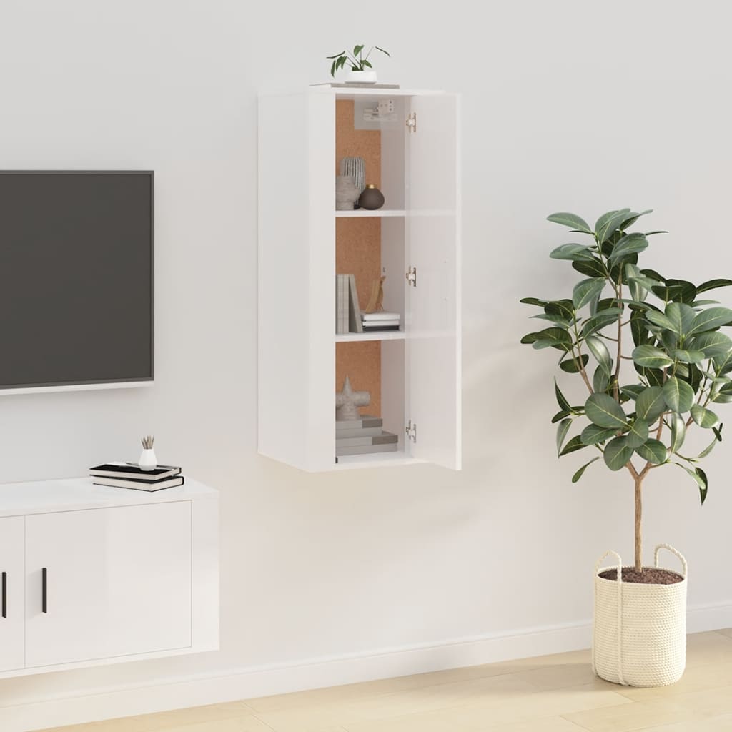 Dulap Tv Montat Pe Perete, Alb Extralucios, 40X34,5X Alb Foarte Lucios