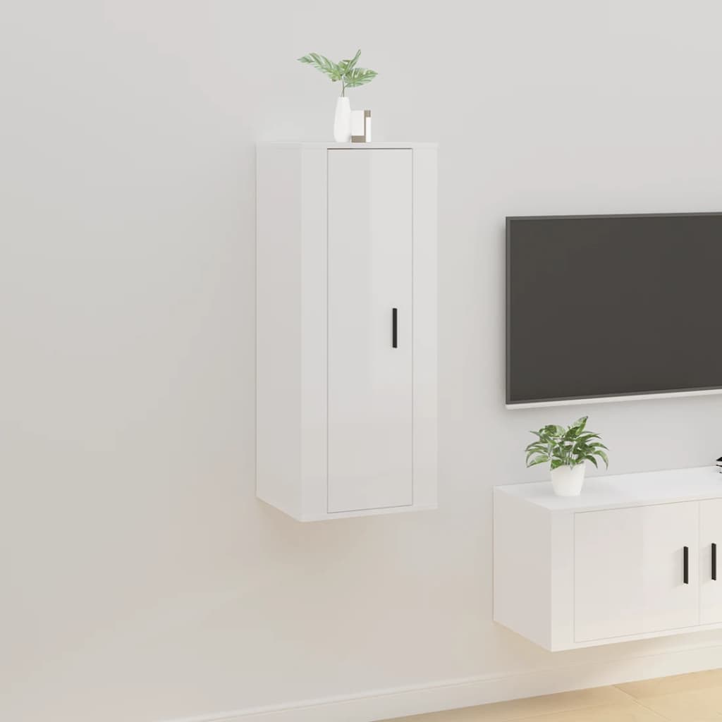 Dulap Tv Montat Pe Perete, Alb Extralucios, 40X34,5X Alb Foarte Lucios