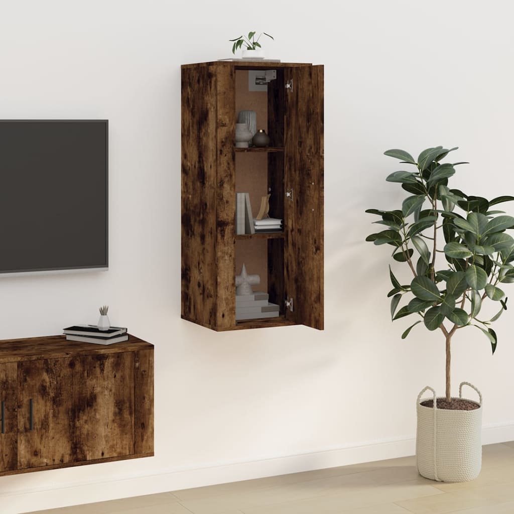 Dulap Tv Montat Pe Perete, Stejar Fumuriu, 40X34,5X Stejar Afumat