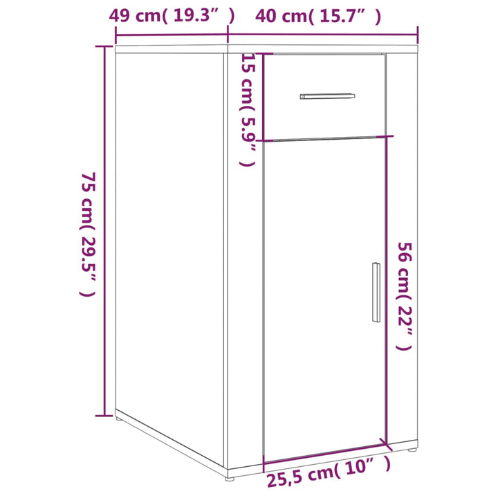 Dulap De Birou, Gri Sonoma, 40X49X75 Cm, Lemn Prelucrat