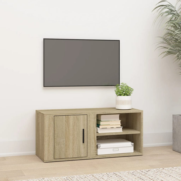 Comodă Tv, Gri Sonoma, 80X31,5X36 Cm, Lemn Prelucrat