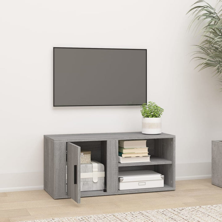 Comodă Tv, Gri Sonoma, 80X31,5X36 Cm, Lemn Prelucrat