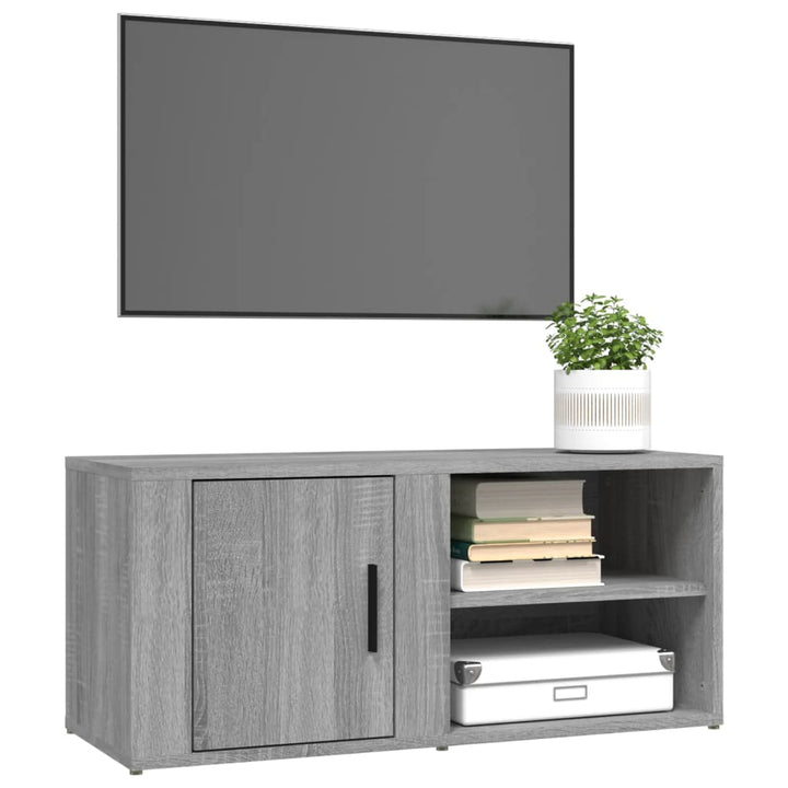 Comodă Tv, Gri Sonoma, 80X31,5X36 Cm, Lemn Prelucrat