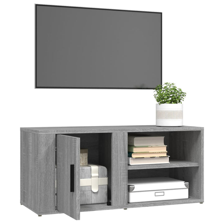 Comodă Tv, Gri Sonoma, 80X31,5X36 Cm, Lemn Prelucrat