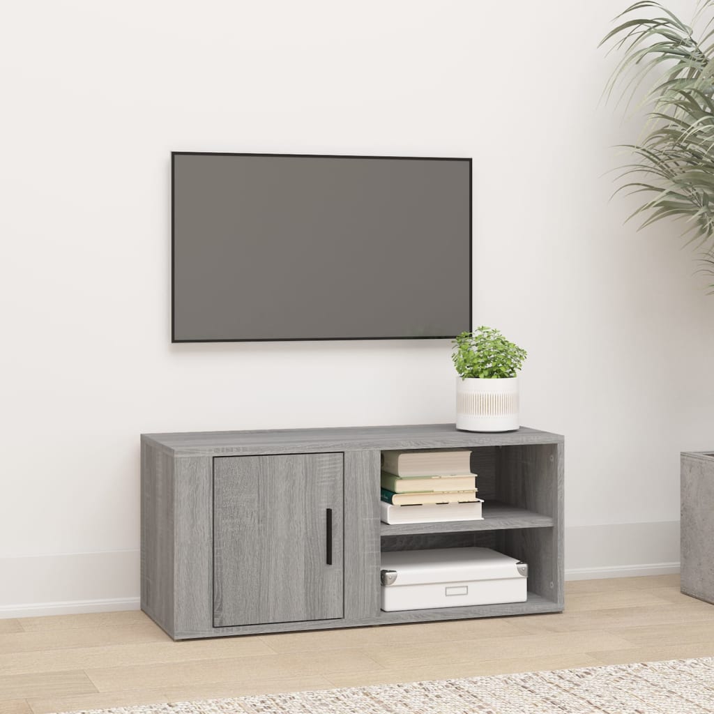 Comodă Tv, Gri Sonoma, 80X31,5X36 Cm, Lemn Prelucrat
