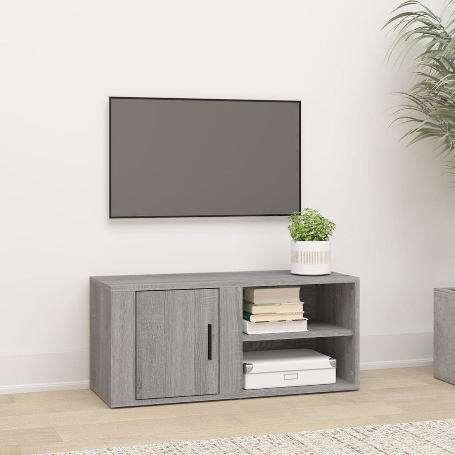 Comodă Tv, Gri Sonoma, 80X31,5X36 Cm, Lemn Prelucrat