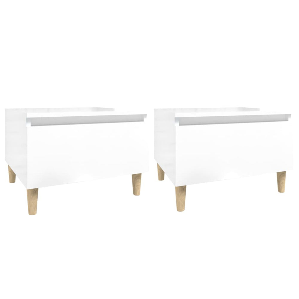 Mese Laterale 2 Buc. Alb Extralucios 50X46X35 Cm Lemn Compozit