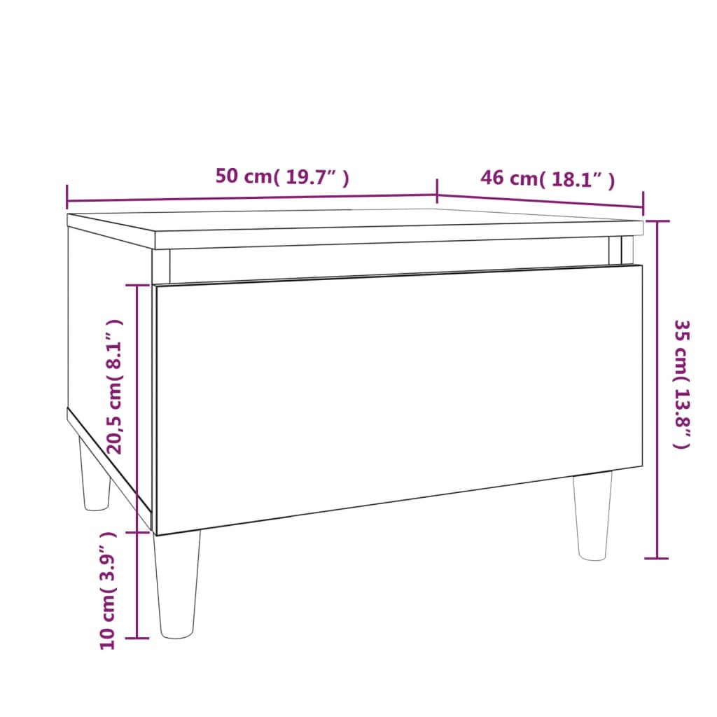 Mese Laterale 2 Buc. Alb Extralucios 50X46X35 Cm Lemn Compozit