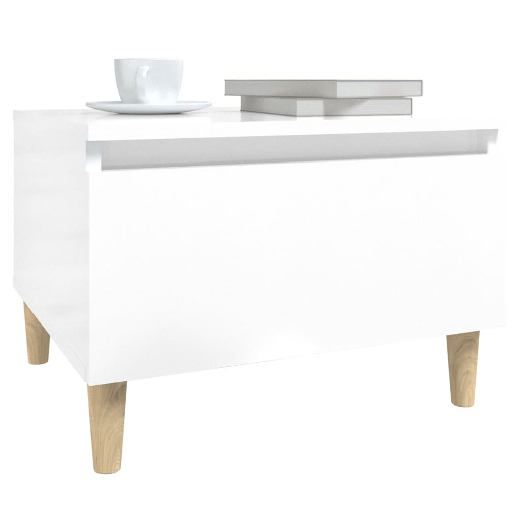 Mese Laterale 2 Buc. Alb Extralucios 50X46X35 Cm Lemn Compozit