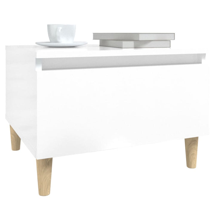 Mese Laterale 2 Buc. Alb Extralucios 50X46X35 Cm Lemn Compozit