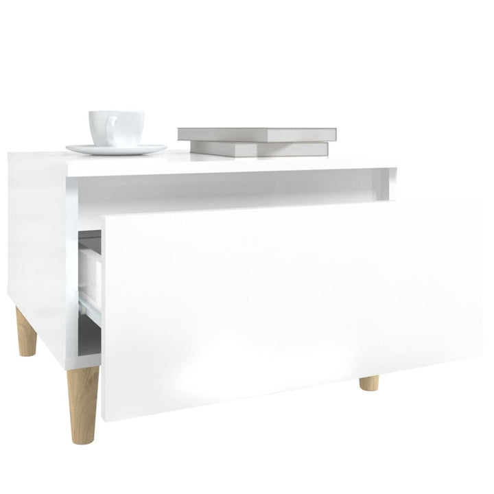 Mese Laterale 2 Buc. Alb Extralucios 50X46X35 Cm Lemn Compozit