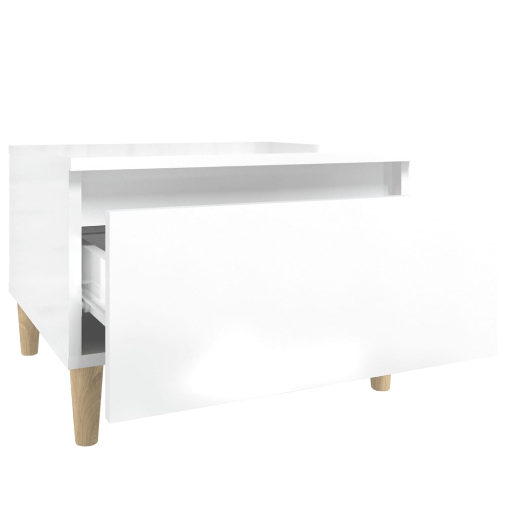 Mese Laterale 2 Buc. Alb Extralucios 50X46X35 Cm Lemn Compozit