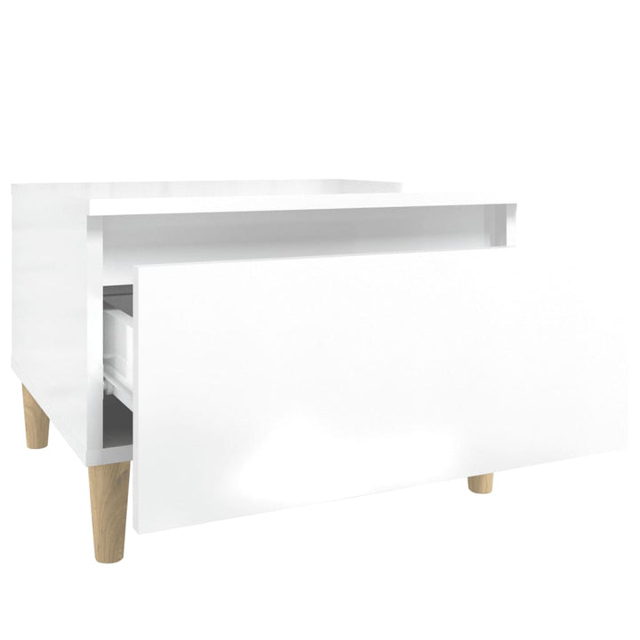 Mese Laterale 2 Buc. Alb Extralucios 50X46X35 Cm Lemn Compozit