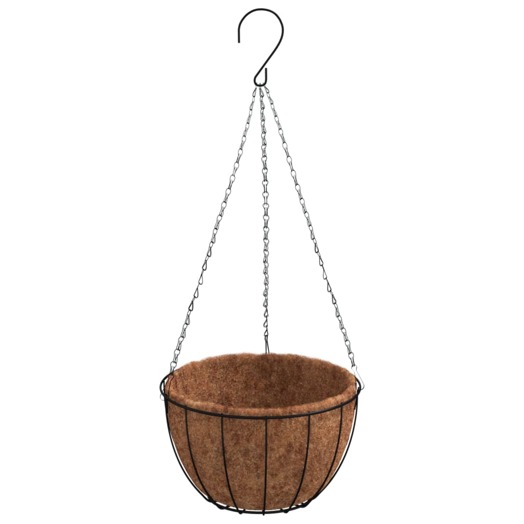 Jardiniere Suspendate Căptușeală Cocos 4Buc Negru Ø35X52Cm Oțel