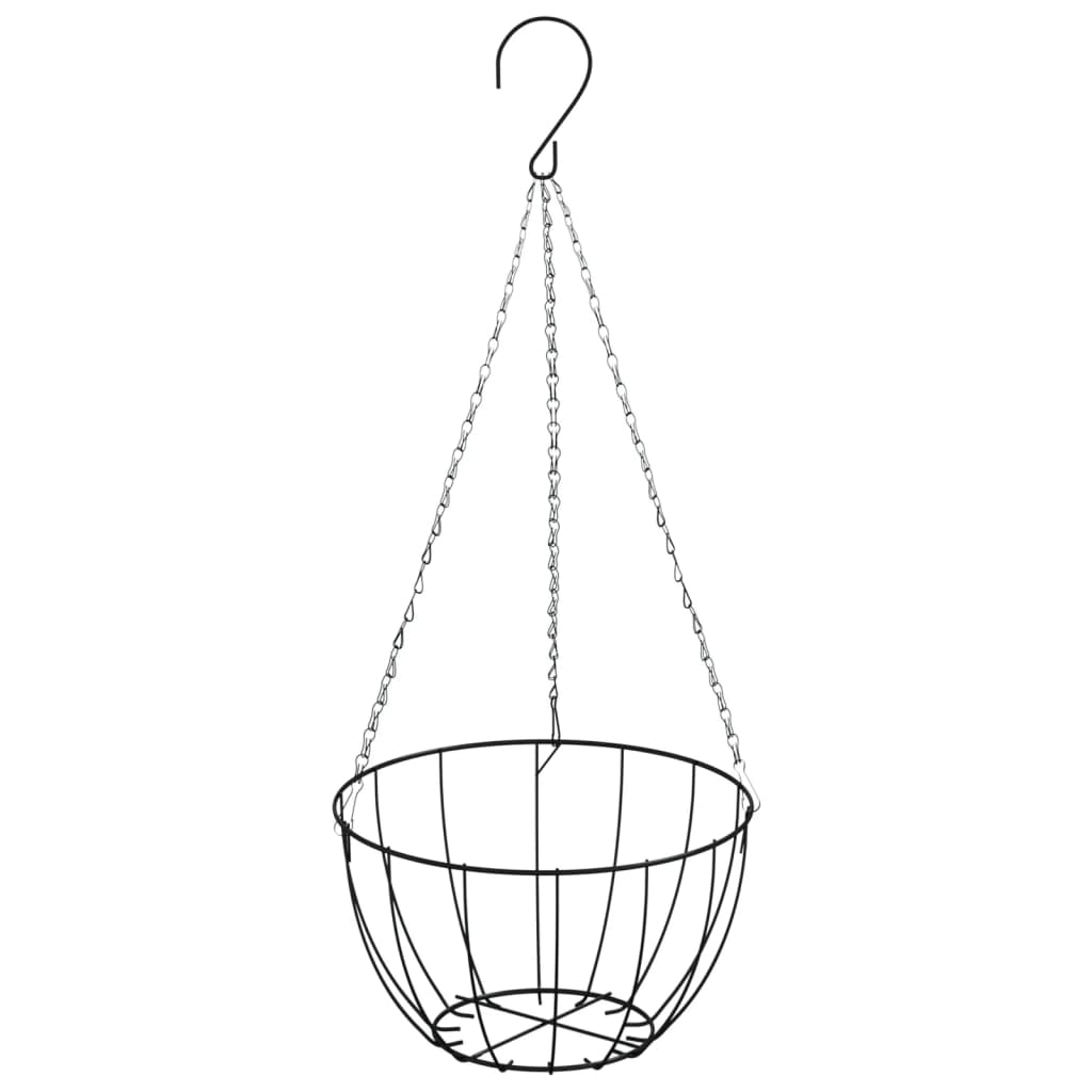 Jardiniere Suspendate Căptușeală Cocos 4Buc Negru Ø35X52Cm Oțel