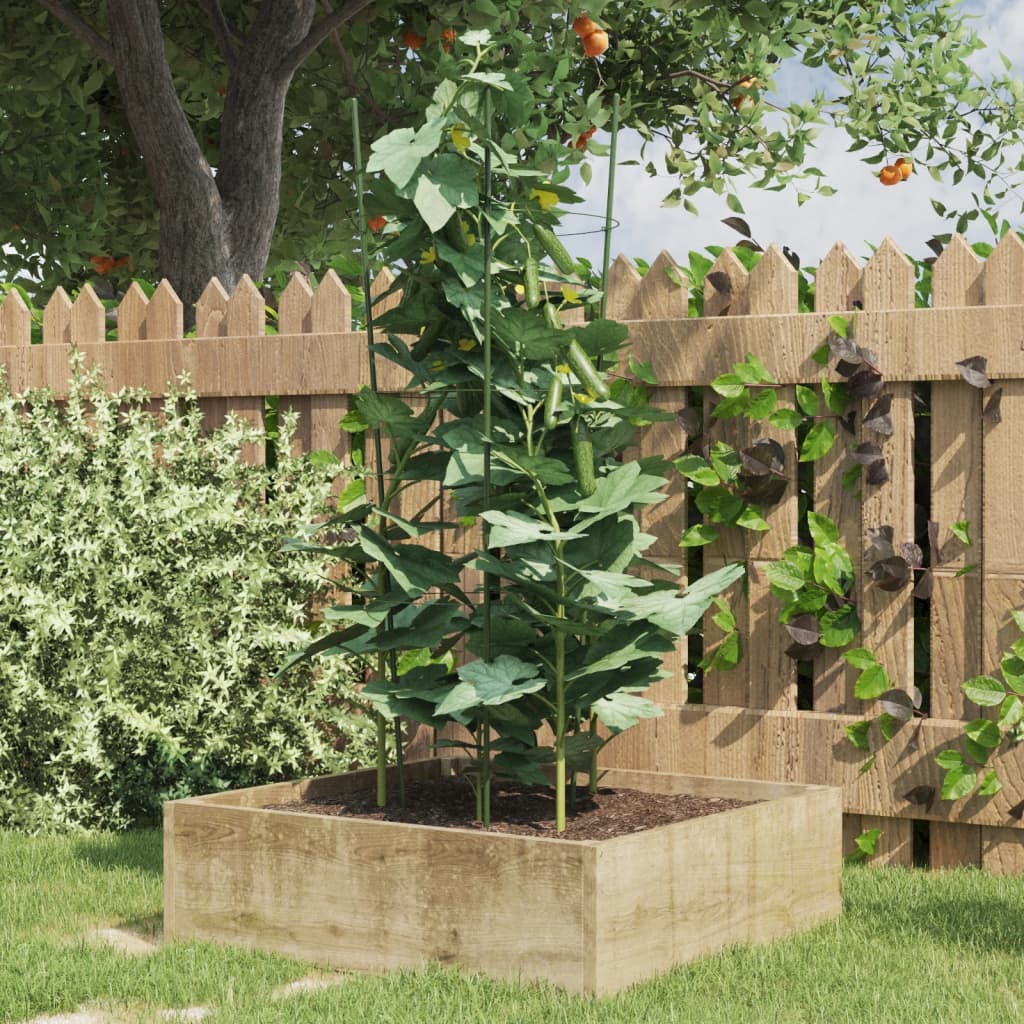 Suport Plante De Grădină Cu 4 Inele, 5 Buc, Verde, 45 Cm, Oțel